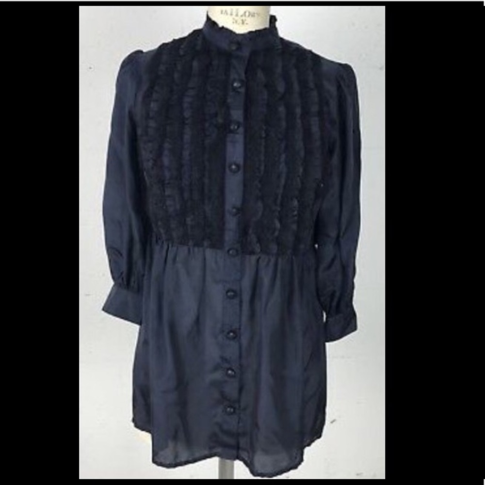 Stunning deep navy blue tunic blouse